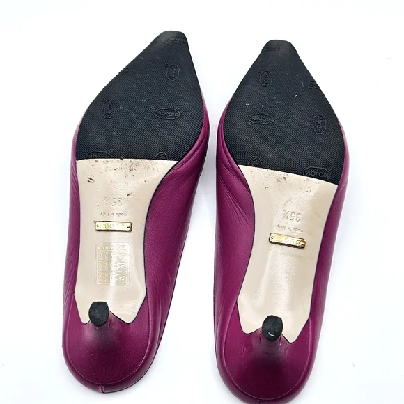 Gucci Zumi leather mules slides kitten heel shoes fuschia 35.5 size 5 - Picture 5 of 12